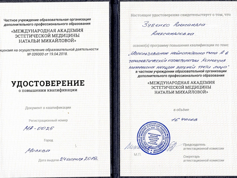 Зубенко Александра Александровна