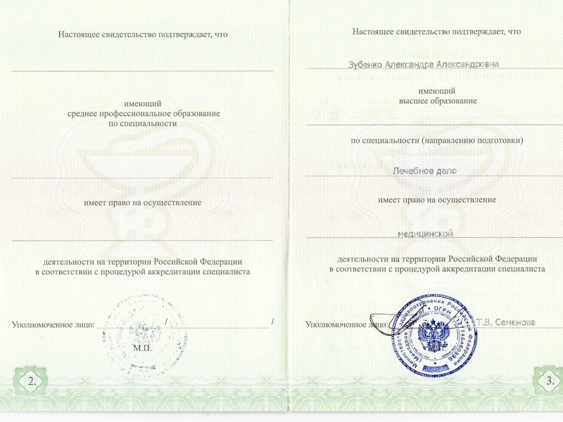 Зубенко Александра Александровна