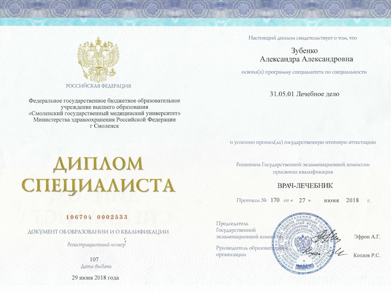 Зубенко Александра Александровна